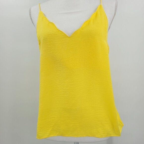 Topshop Yellow Spaghetti Strap Scalloped Tank - Picture 5 of 9